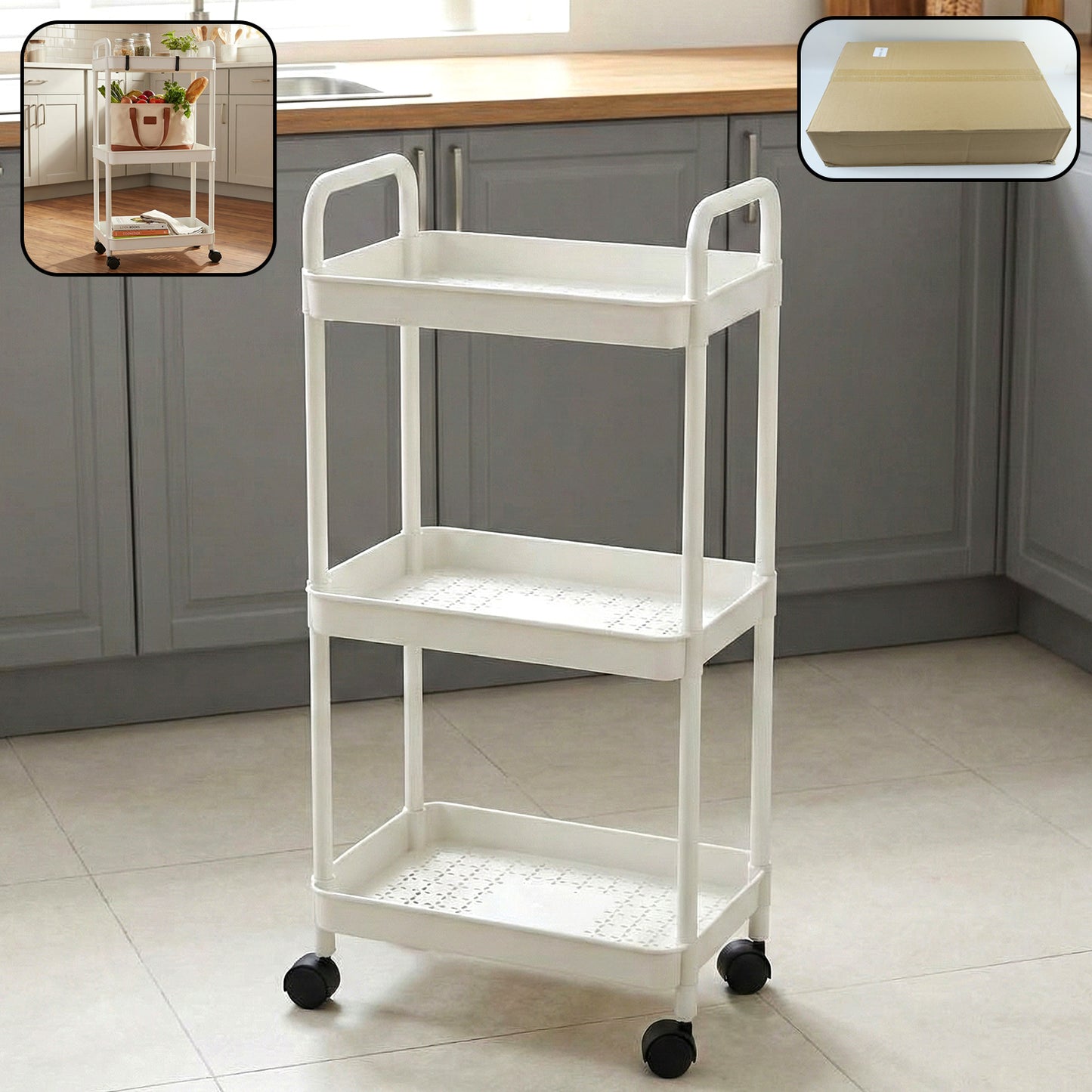3 Layer Multipurpose Rolling Storage Trolley (1 Pc)