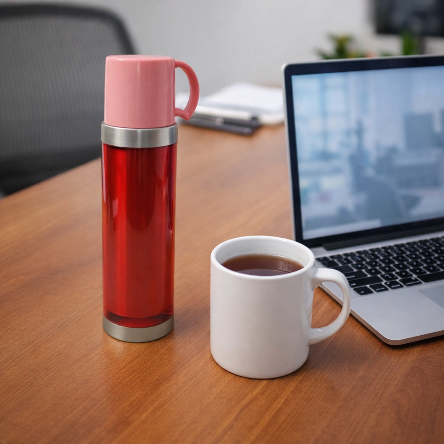 Insulated Travel Mug Bottle With Handle Lid (500 Ml)