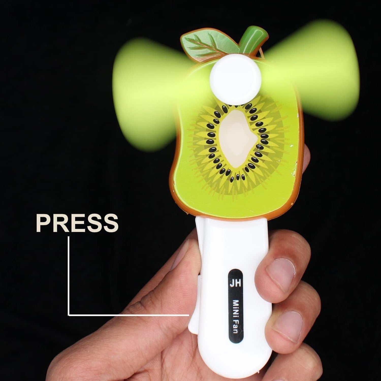 durable plastic mini hand pressure fruit-shaped fan for kids pack of 1