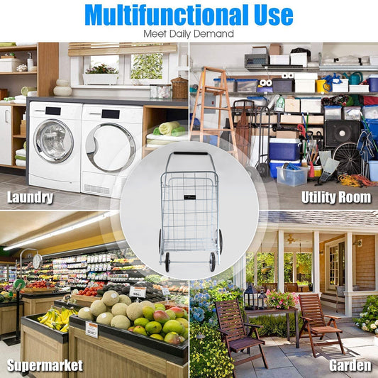 foldable shopping trolley with iron frame pack of 2 for carrying goods