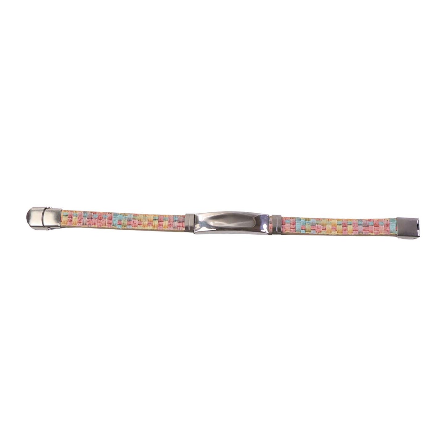 stainless steel wrist bracelet with multicolor woven design pack of 1