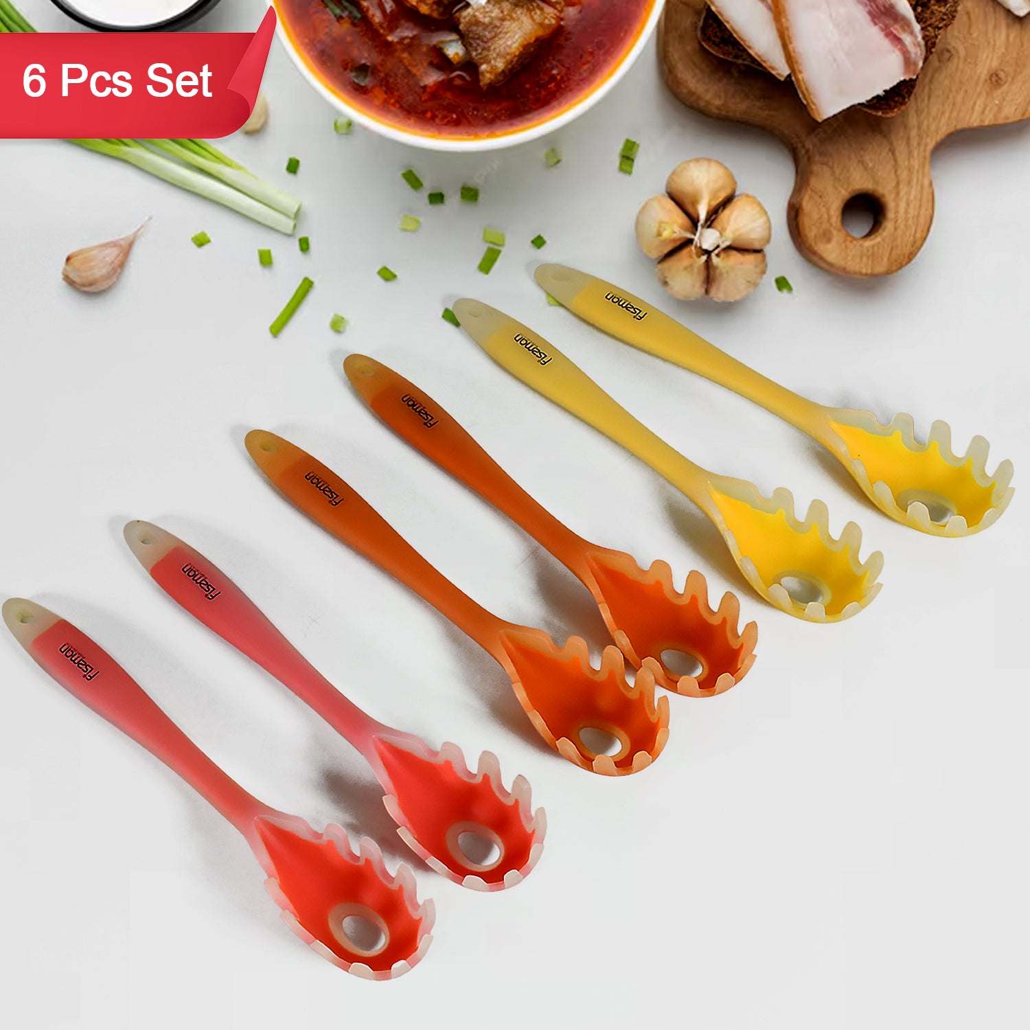 silicone spoon 29 cm heat-resistant kitchen utensil pack of 6