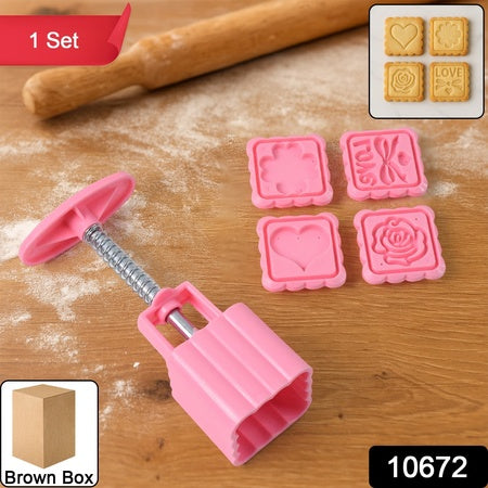 cookie biscuit stamp mold set with press handle food-grade plastic