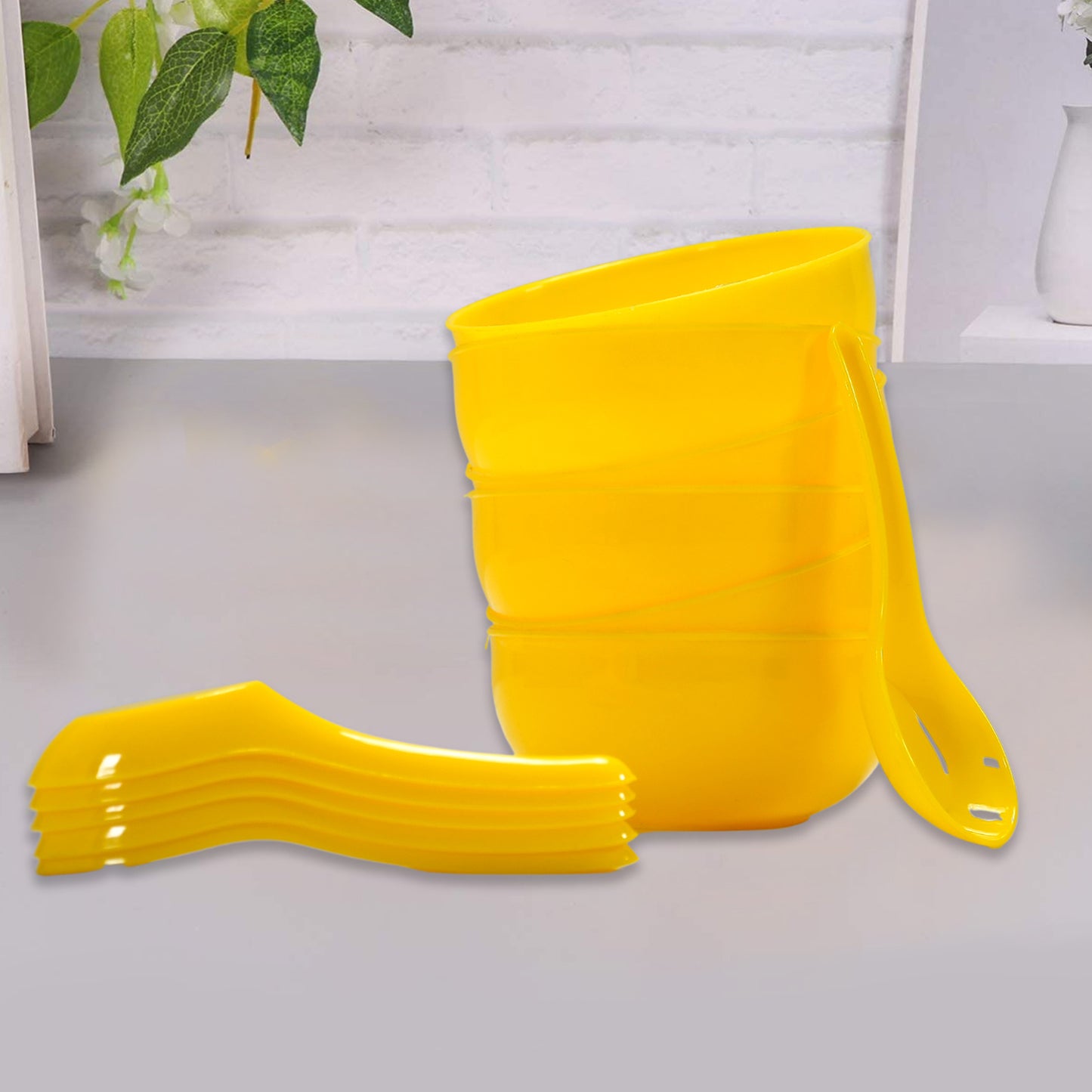 plastic soup bowl spoon set for kitchen use pack of 6