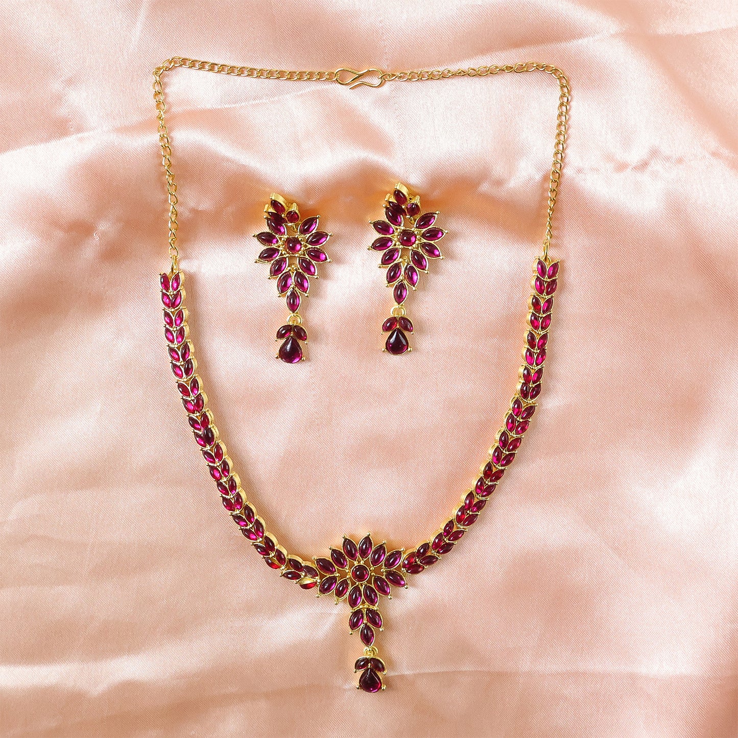 floral motif necklace and earring jewelry set pack of 2