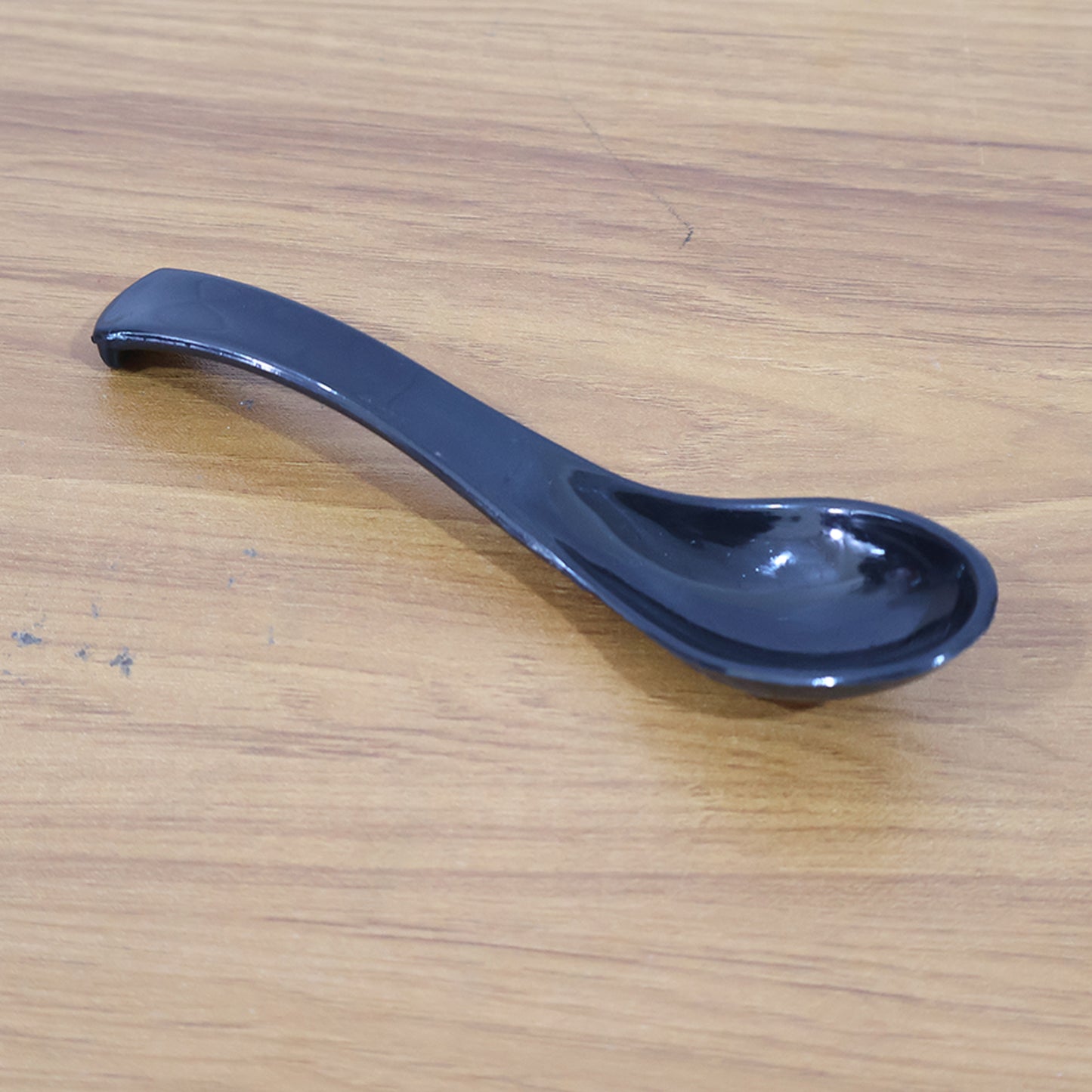 black plastic soup spoon 14 cm with deep bowl