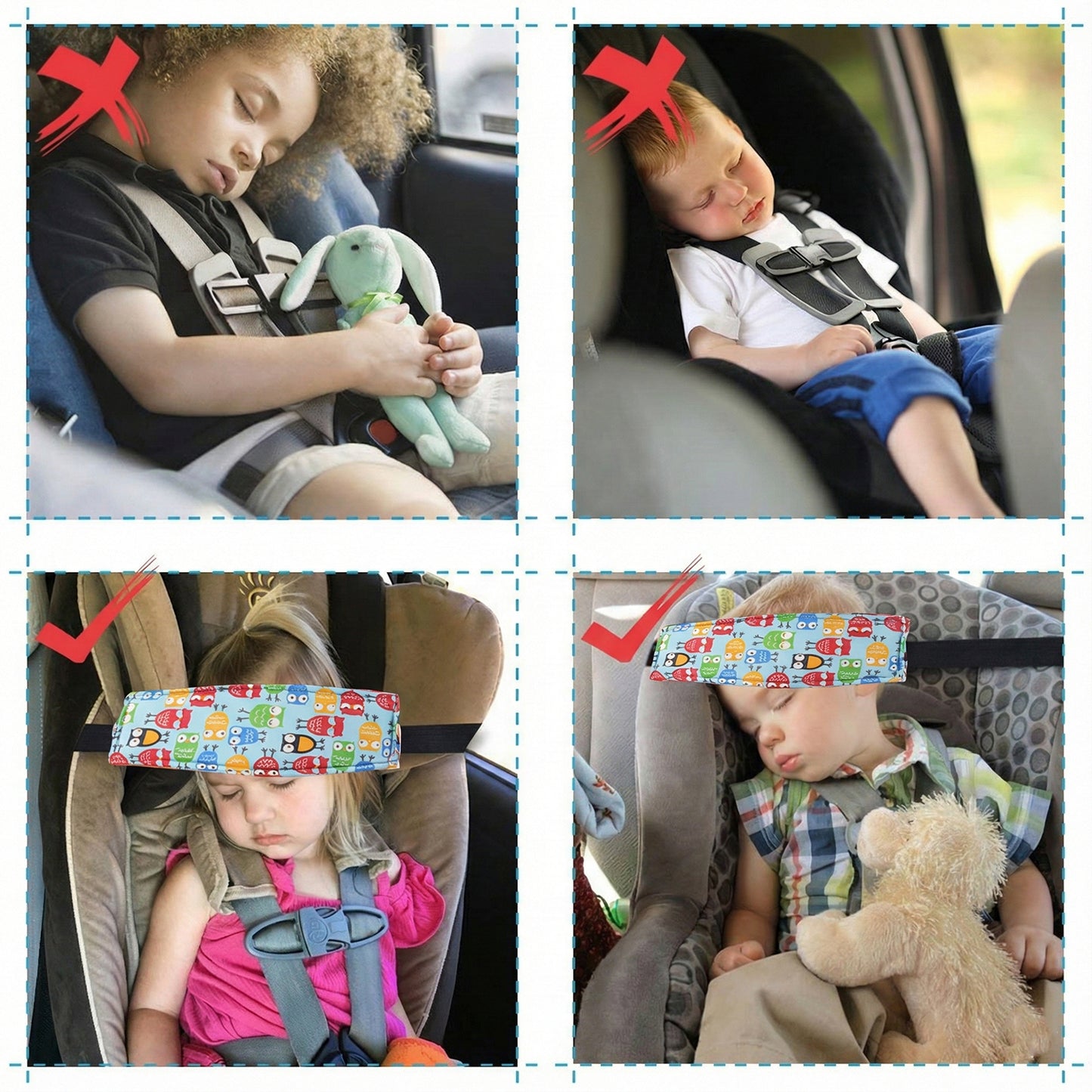 soft padded adjustable baby car seat head support strap pack of 1