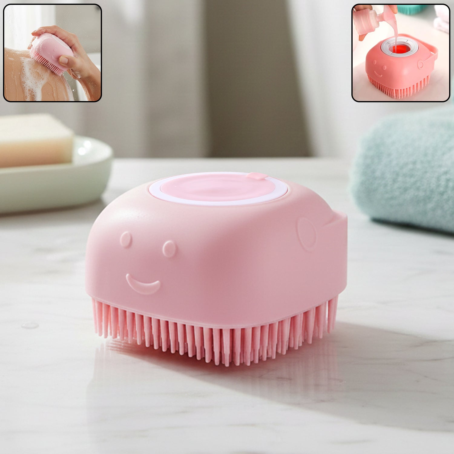 silicone bath body brush with built-in soap dispenser pack of 1