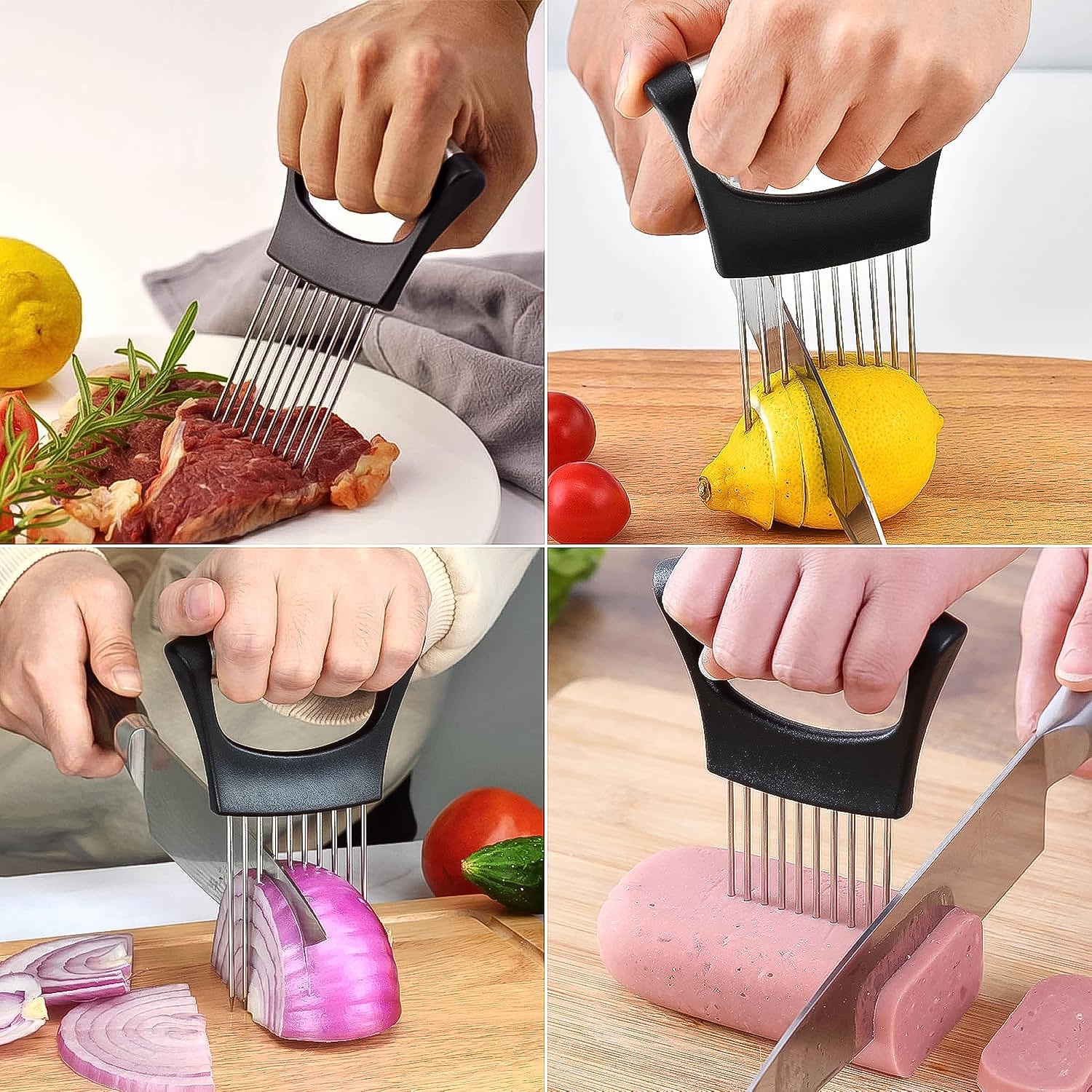 onion cutter vegetable slicer holder tool stainless steel 15 cm