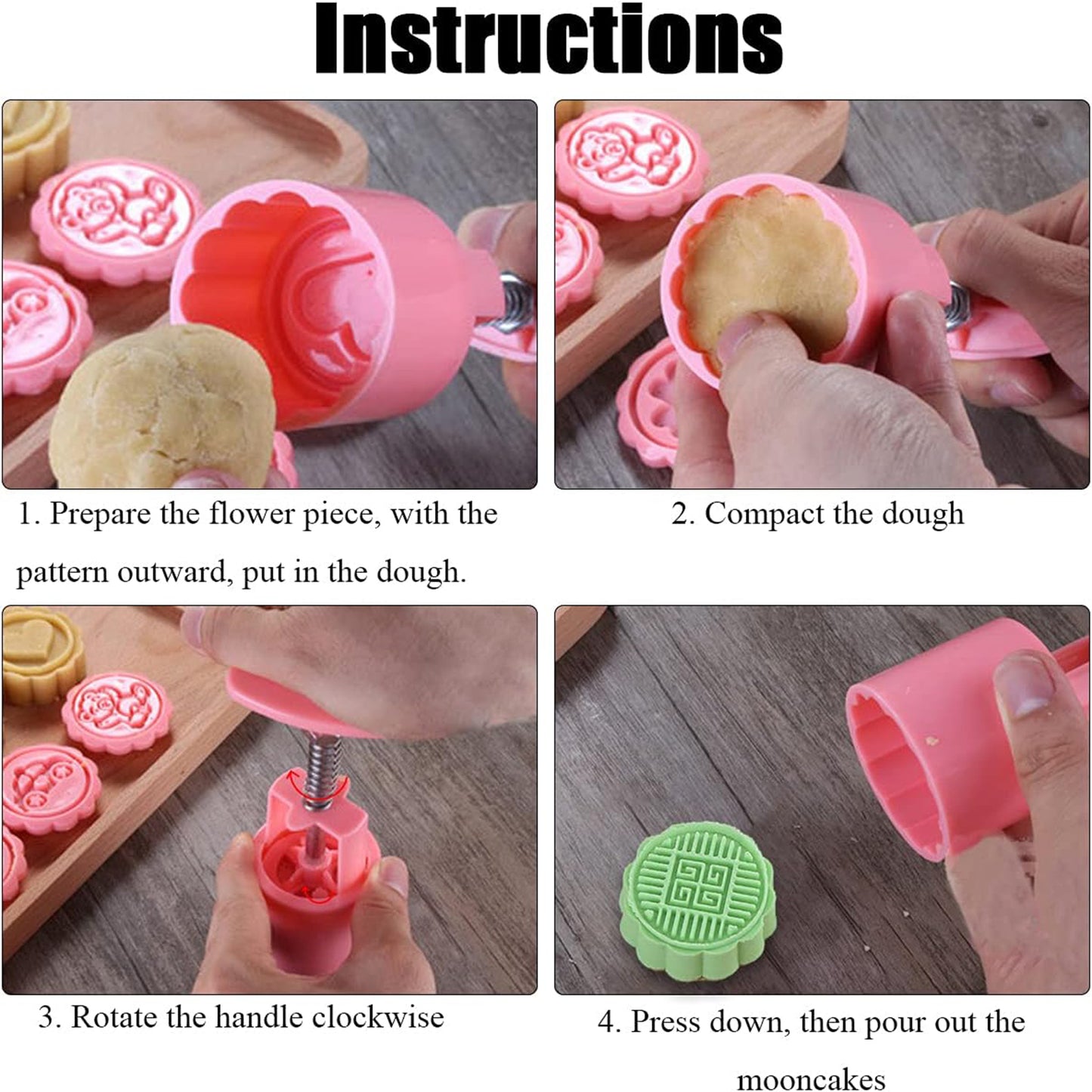 cookie biscuit stamp mold set with press handle food-grade plastic