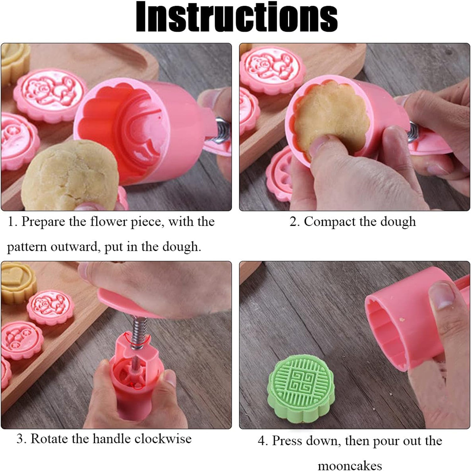 cookie biscuit stamp mold set with press handle food-grade plastic