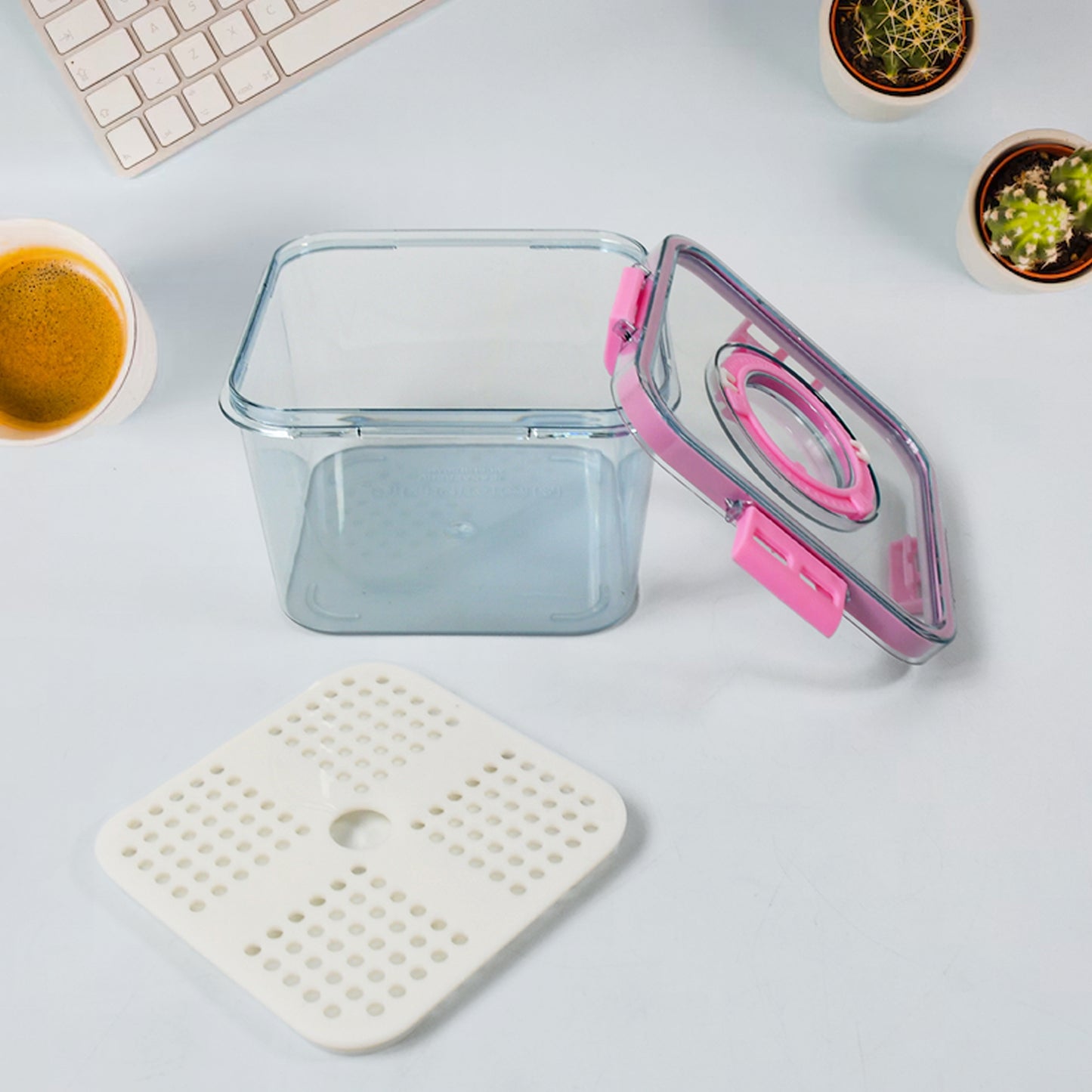 plastic food storage container with lid clear 1400 ml