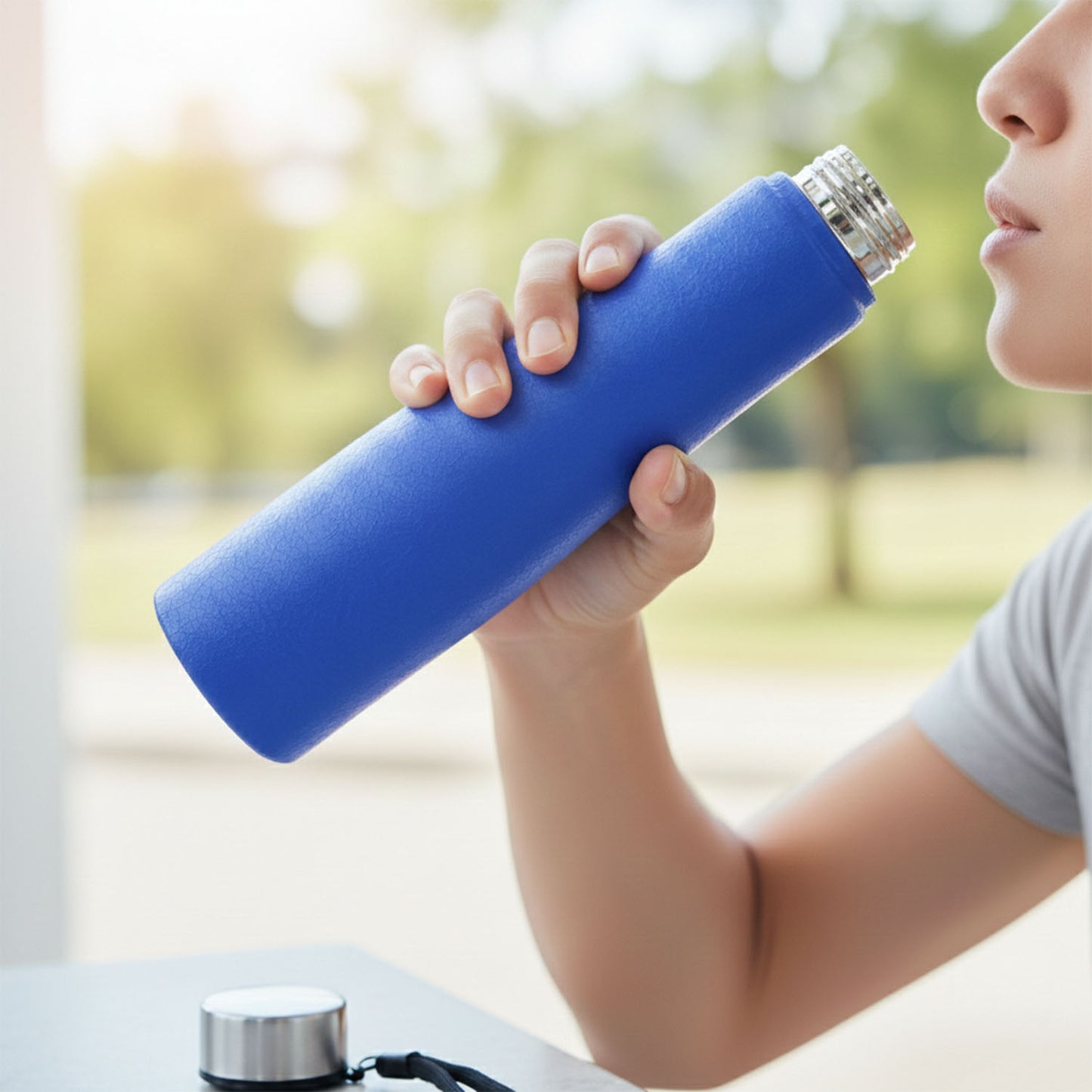 Classic Stainless Steel Water Bottle Blue Color (1000 Ml 1 Piece)