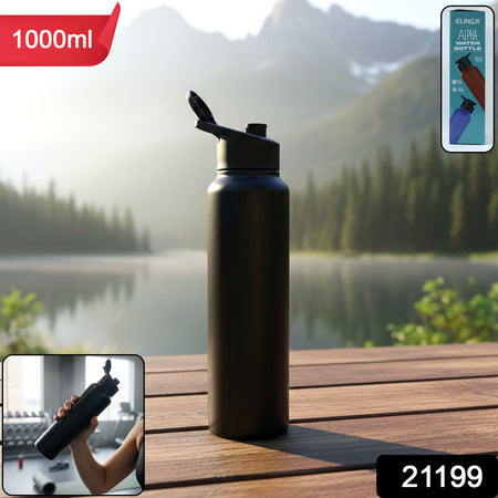 Stainless Steel 1000ml Flip-top Reusable Sports Water Bottle  1 Pc
