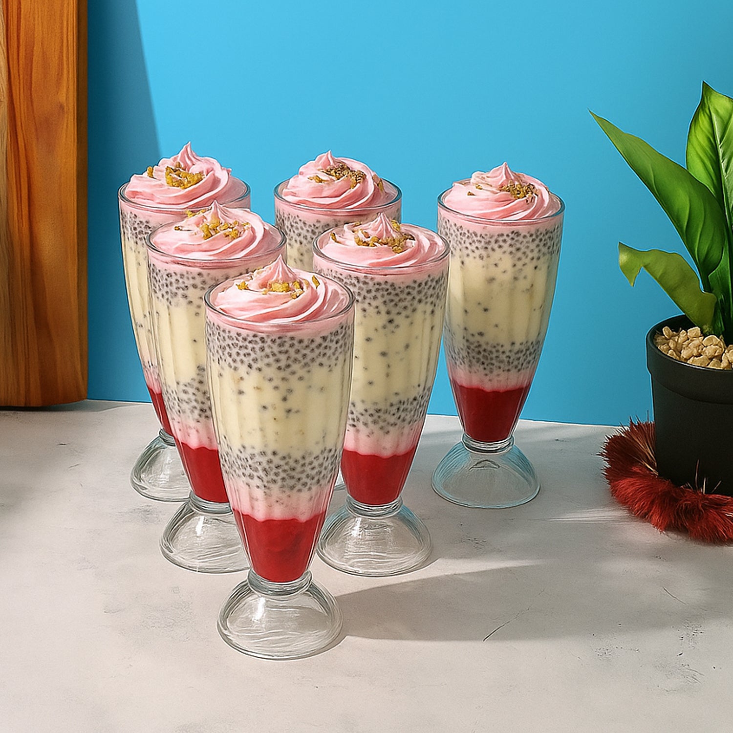 set of 6 plastic dessert falooda glasses 400 ml capacity