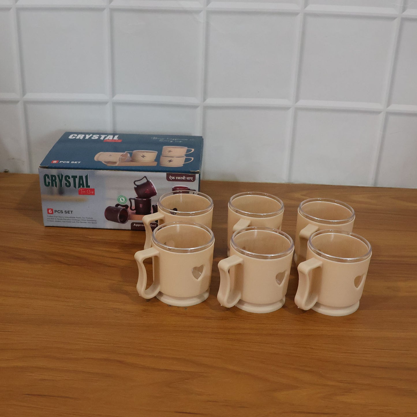 Elegant Heart Design Mini Tea  Coffee Mug Set (100ml 6 Pc)