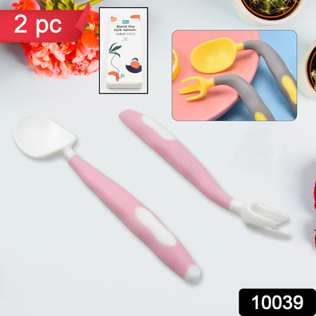 silicone bendable kids feeding spoon and fork set pack of 2