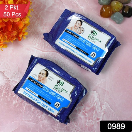hydrating alcohol-free face wipes 2 pkts x 50 wipes for normal and oily skin