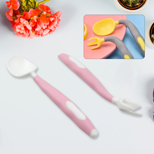silicone bendable kids feeding spoon and fork set pack of 2