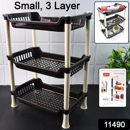 multiuse plastic storage rack 3-tier with dimensions 29 cm by 19 cm by 12 cm