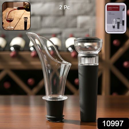 wine pourer and vacuum bottle stopper set pack of 2