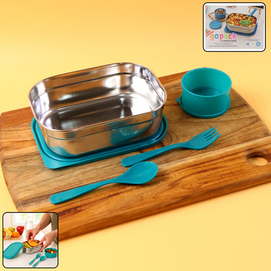 stainless steel lunch box set with leak-resistant lid 18 cm x 13 cm x 6 cm
