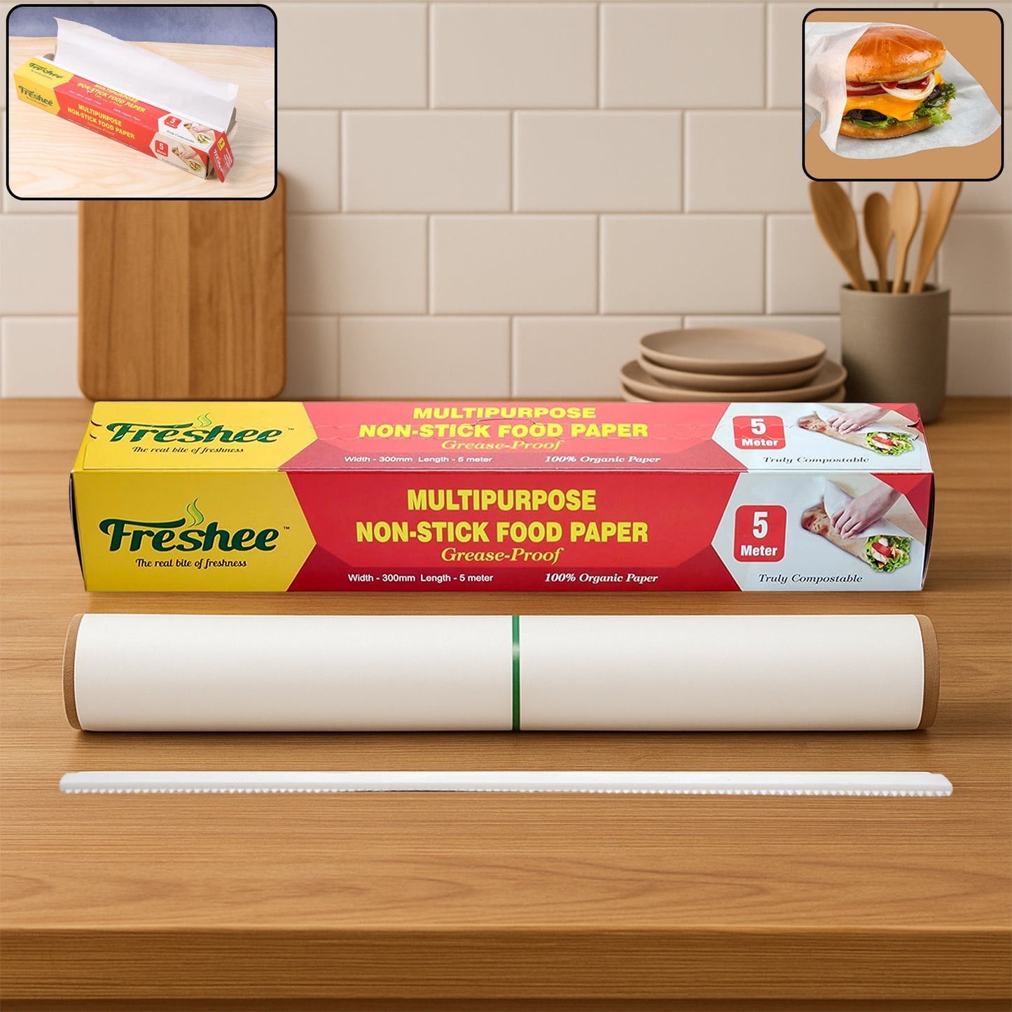 grease-proof non-stick food paper roll 300 mm 5 metres