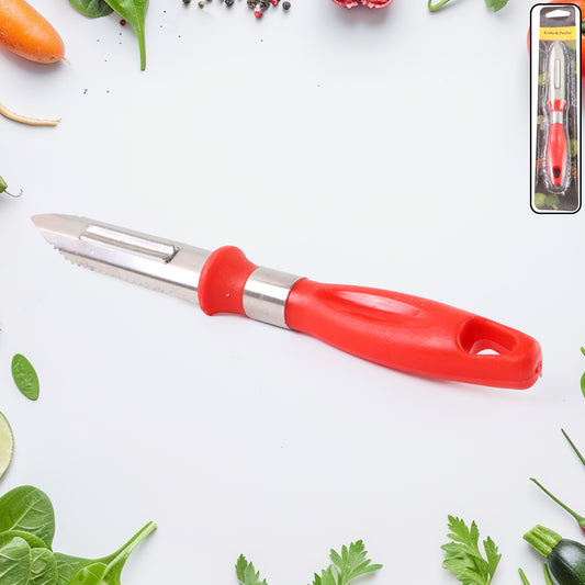 2-in-1 kitchen knife peeler 26 cm with stainless steel blade and plastic handle