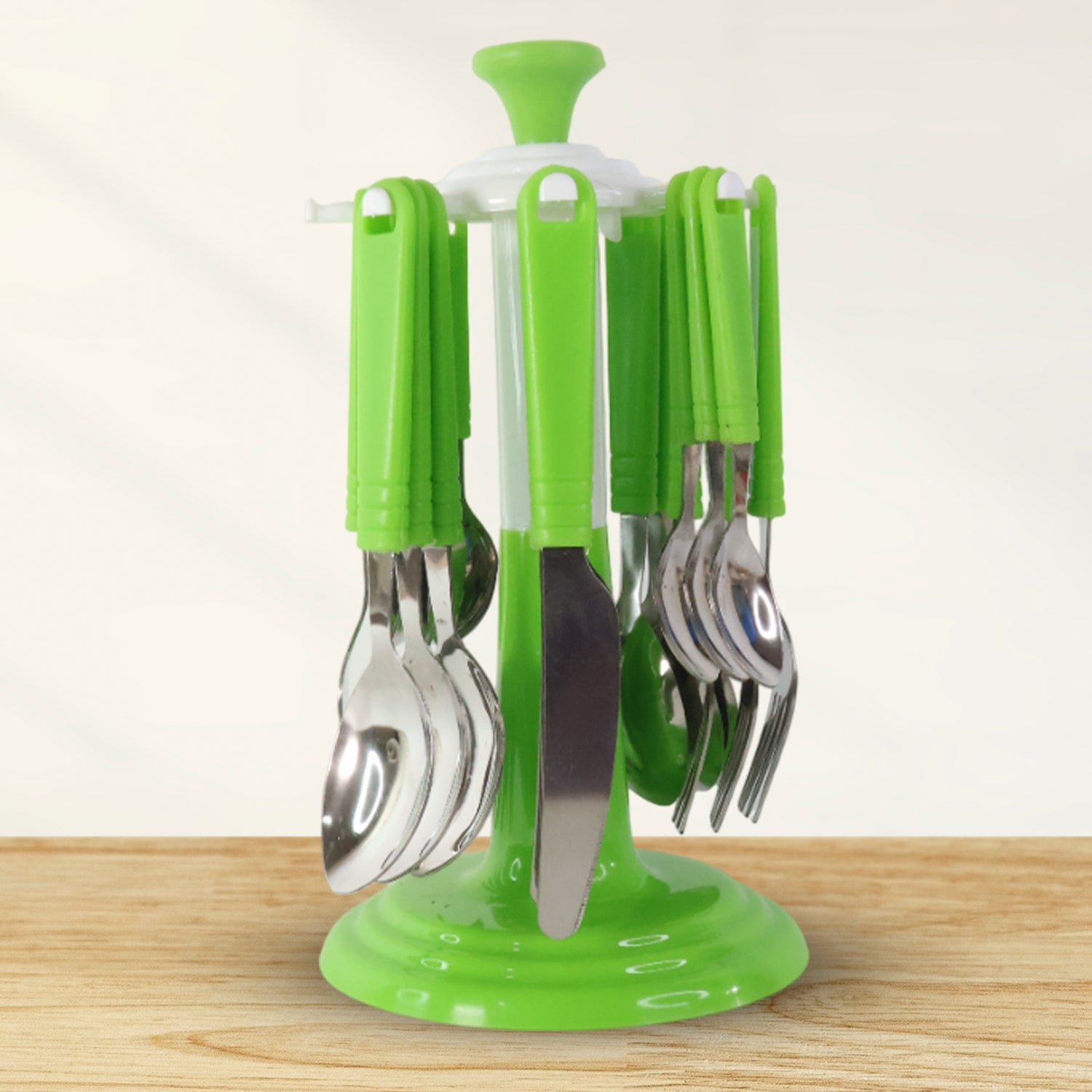 stainless steel cutlery set with stand pack of 24
