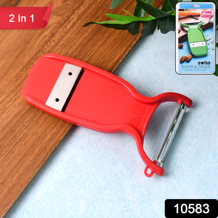 2-in-1 slicer peeler with stainless steel blade for kitchen use
