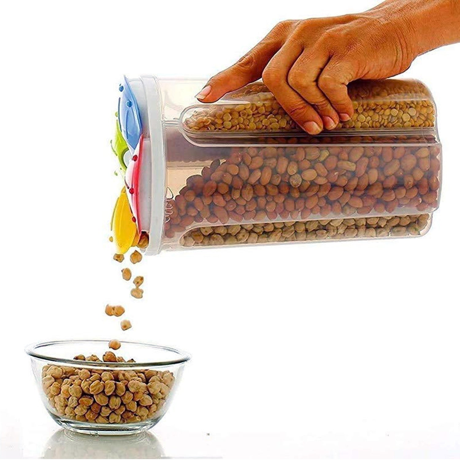 airtight 4 section food storage container 14 cm x 14 cm x 22 cm