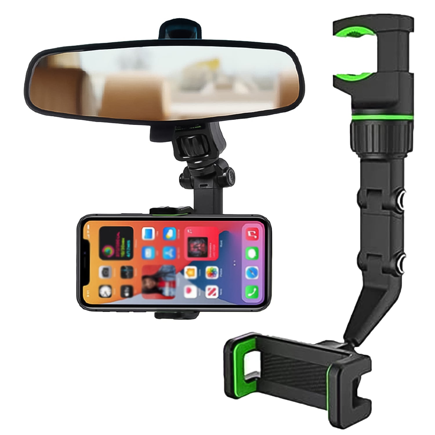 abs material multifunctional car rear view 360 degree rotatable mobile holder pack of 1