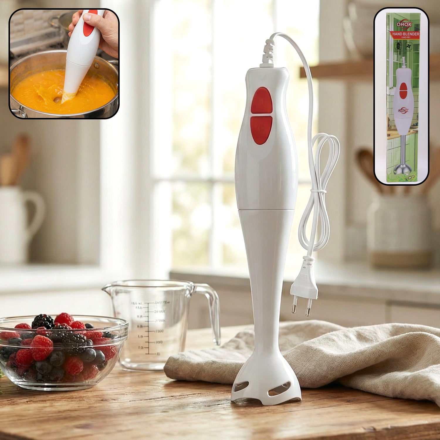 electric hand blender stick with stainless steel blades pack of 1