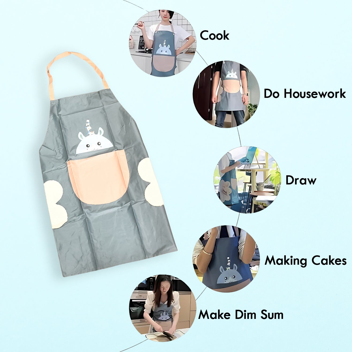 cartoon kitchen apron with front pocket
