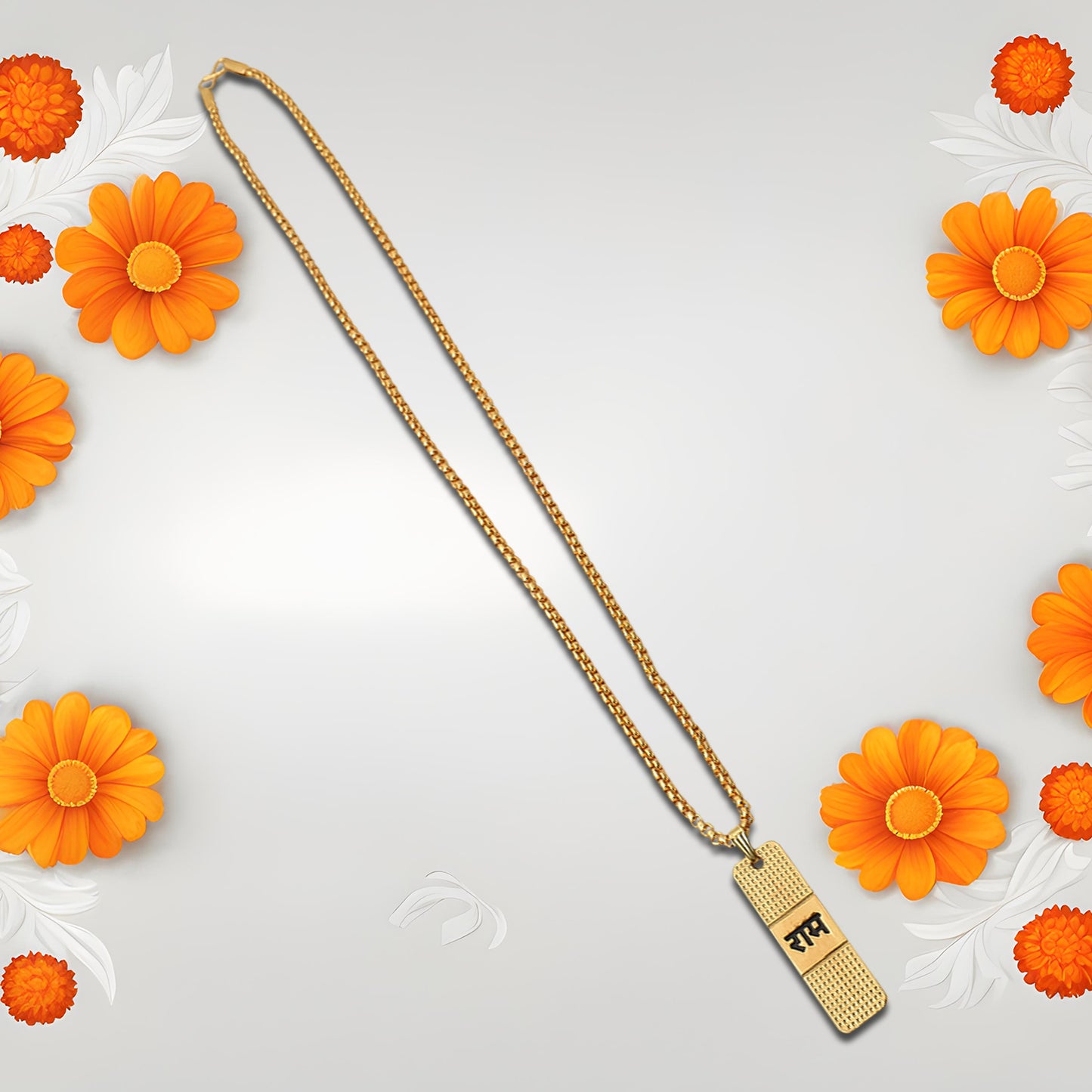 gold plated ram naam locket with chain pack of 1