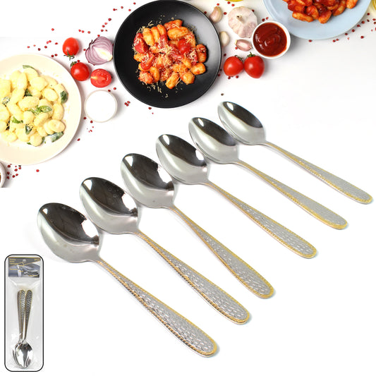 stainless steel spoons 20 cm with gold plated handle pack of 6