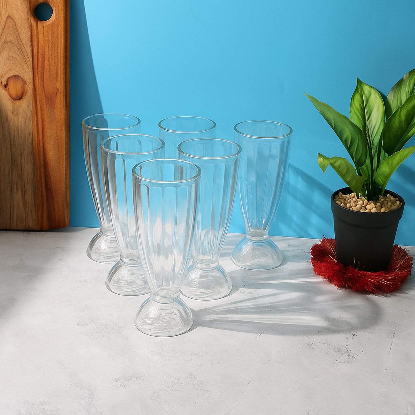 set of 6 plastic dessert falooda glasses 400 ml capacity