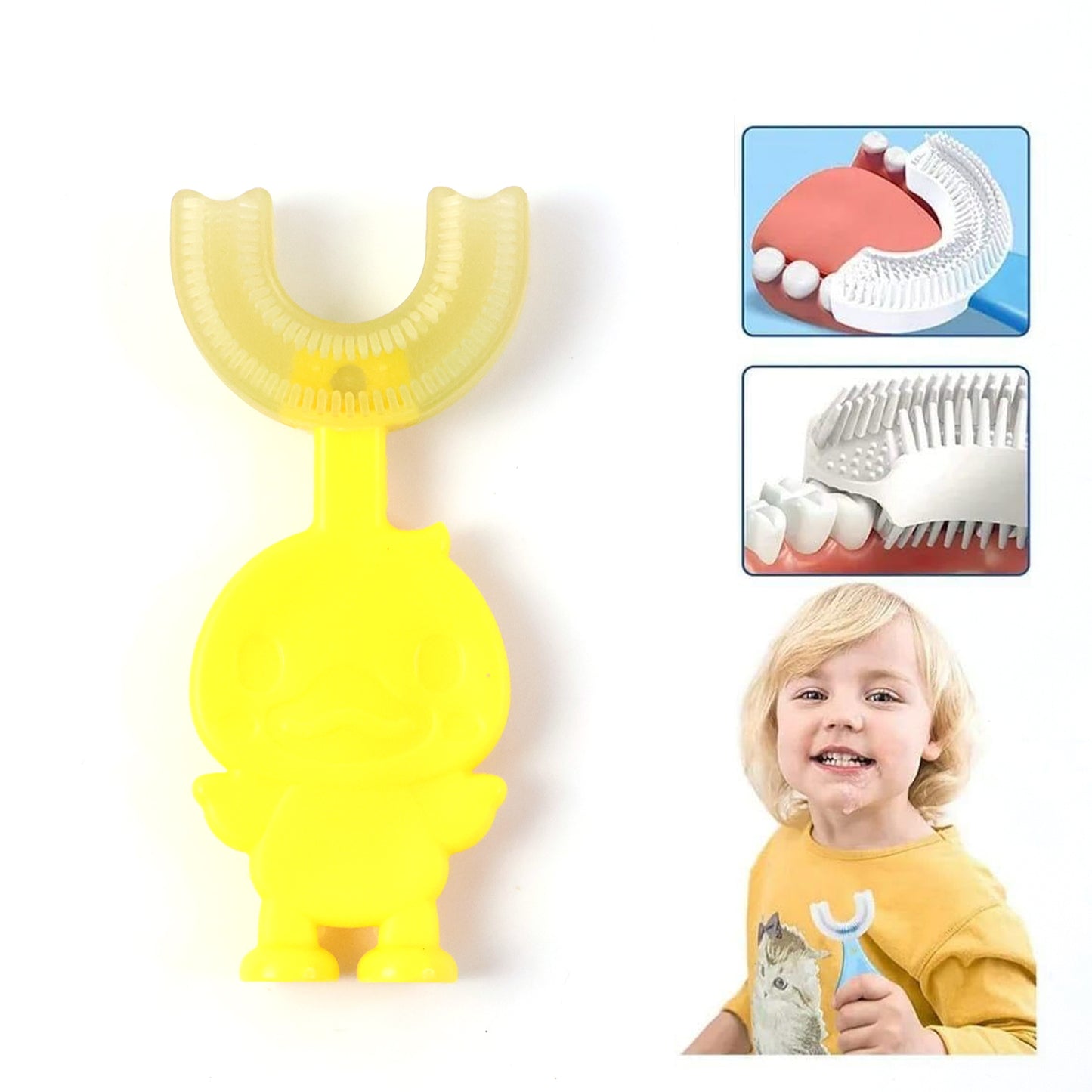 soft silicone u-shape baby toothbrush with duck handle pack of 1