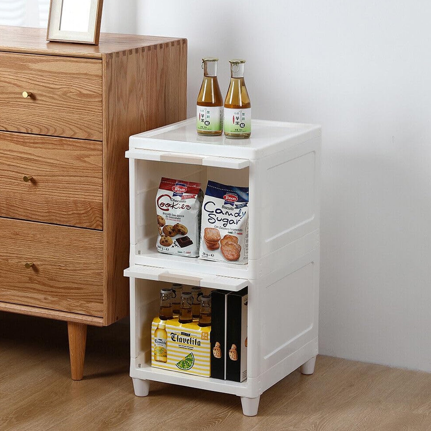 multipurpose storage cabinet with plastic drawers 41 cm pack of 2 layers