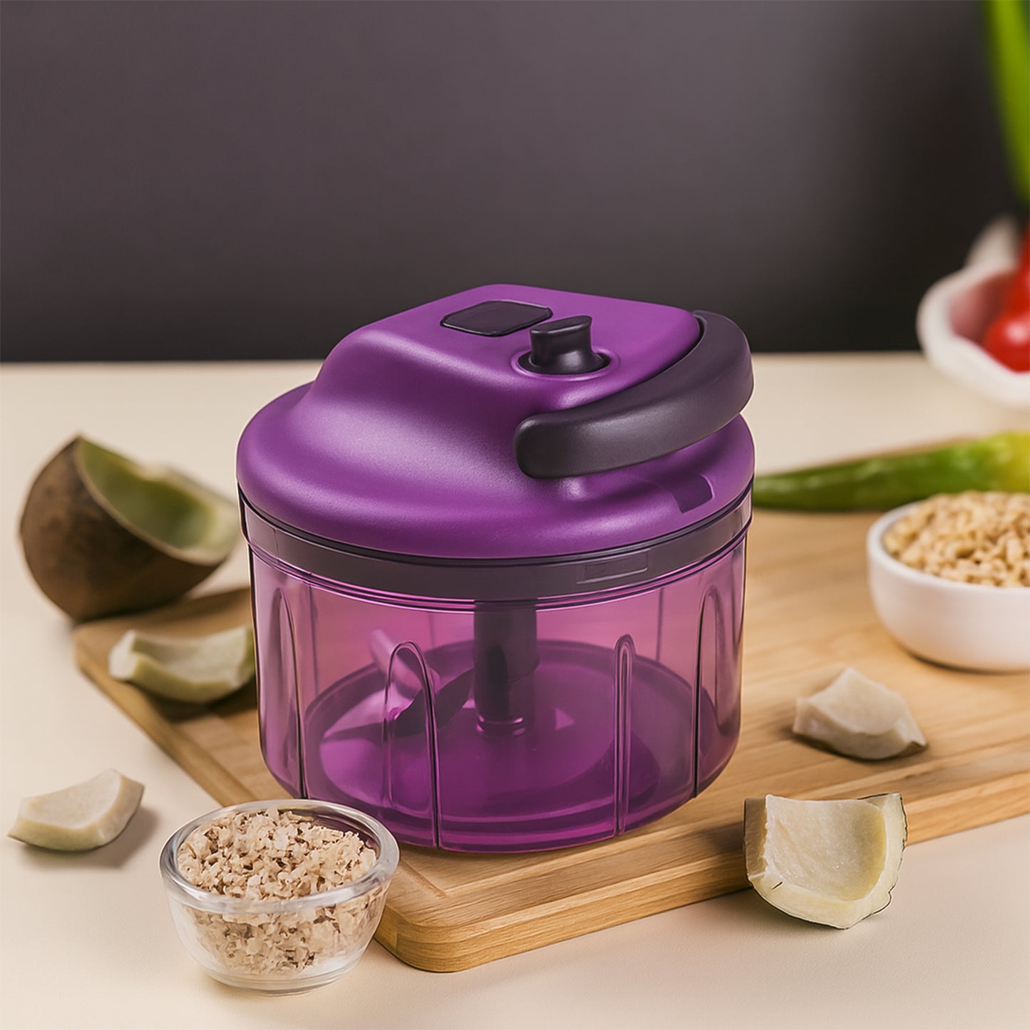 manual vegetable chopper 1000 ml with stainless steel blades