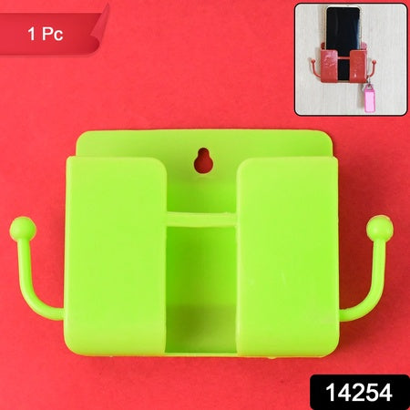 neon green plastic wallmount mobile stand with hook 14 cm pack of 1