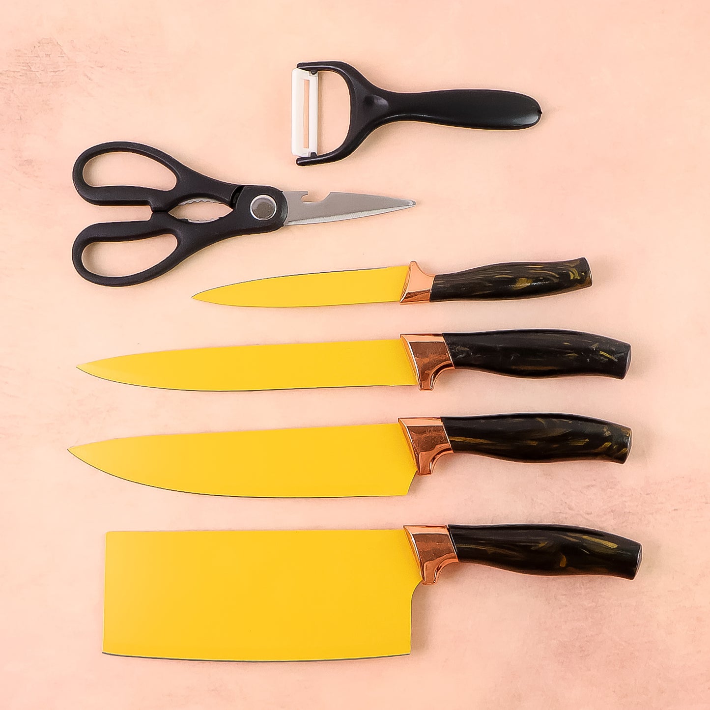 kitchen knife set pack of 6 with stainless steel blades and ergonomic handles