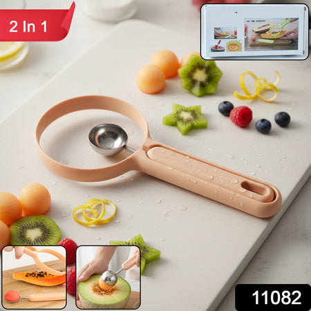 2 in 1 fruit scooper and cutter tool 19 cm for kitchen use