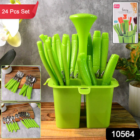 cutlery set with holder 24 pc stainless steel