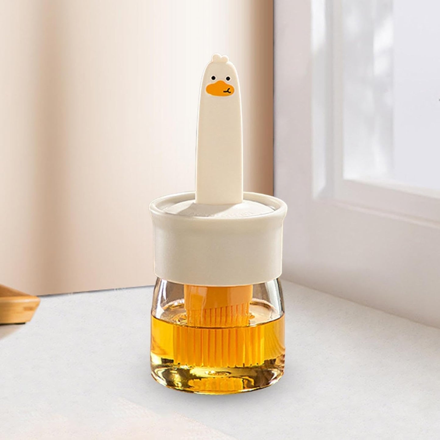 2-in-1 oil dispenser bottle with integrated brush