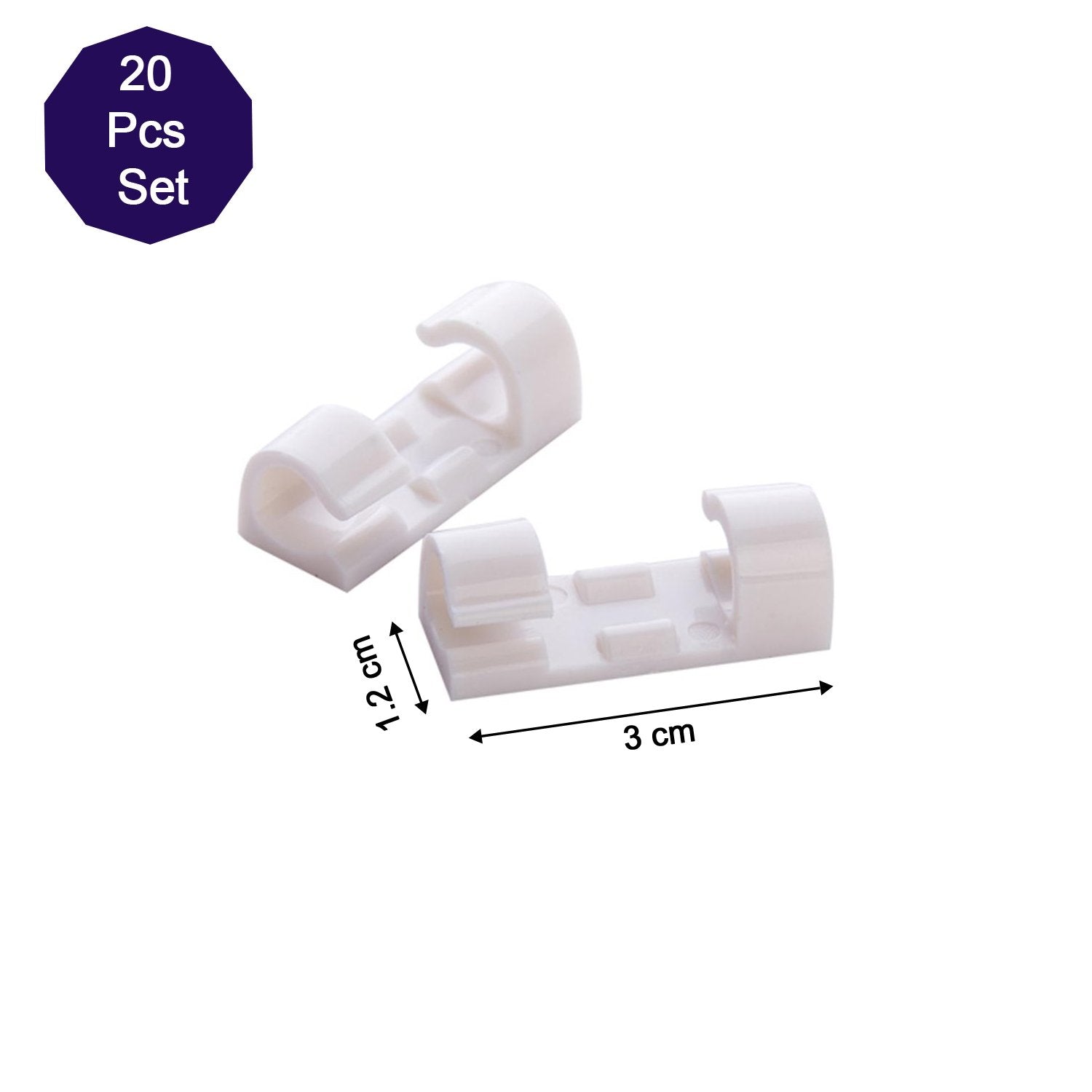 plastic self adhesive cable clips 3 cm pack of 20