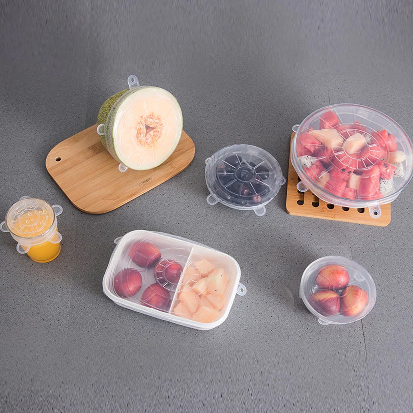 12 Peace Reusable Stretch Lids Set With 2 Storage Pouches  Flexible Food Cover Lids