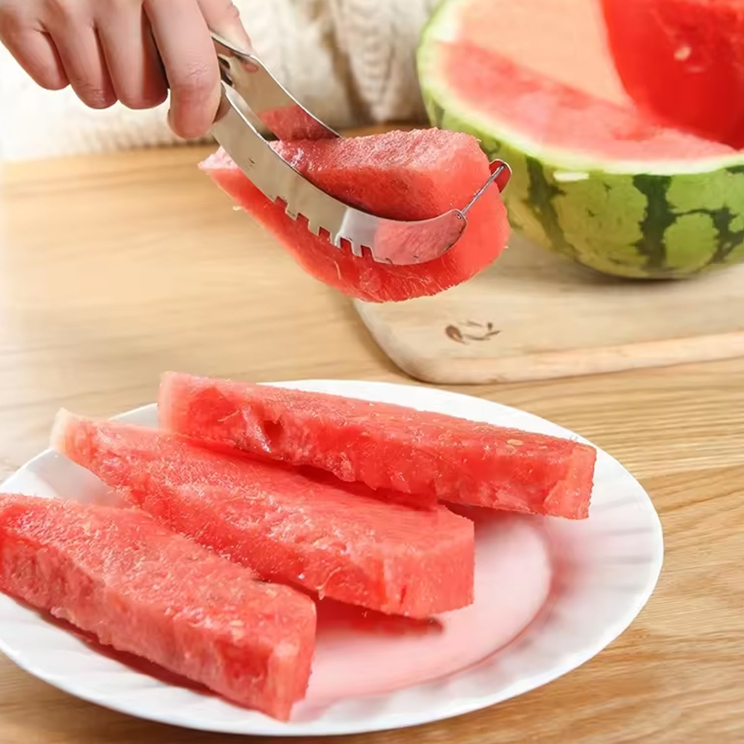 3-in-1 stainless steel watermelon slicer 20 cm for kitchen use