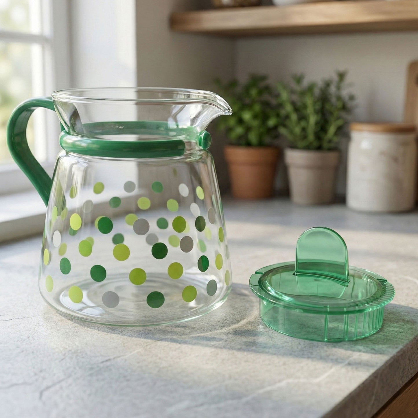 glass tea pot with matching cups set
