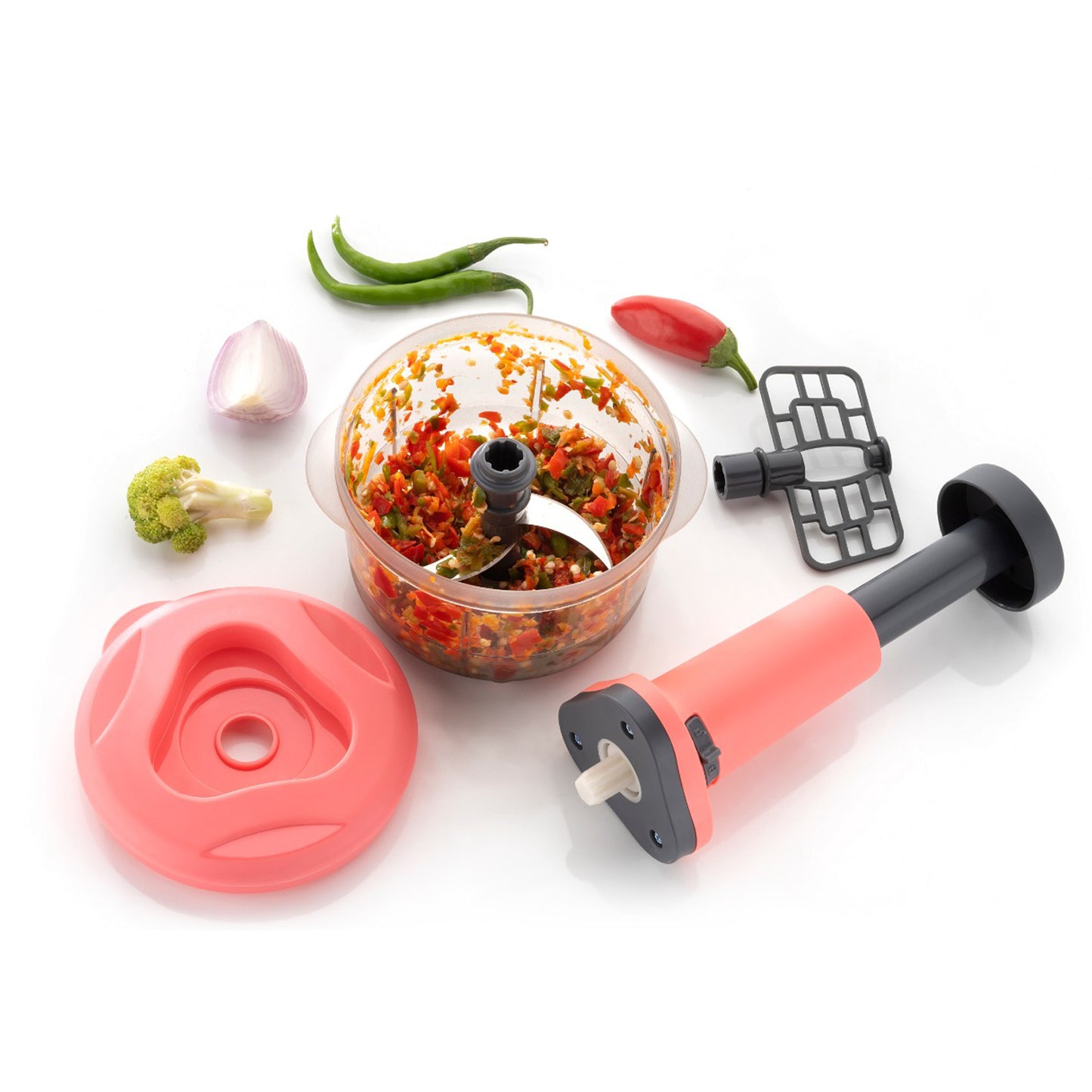 2in1 push food chopper 800ml with stainless steel blade